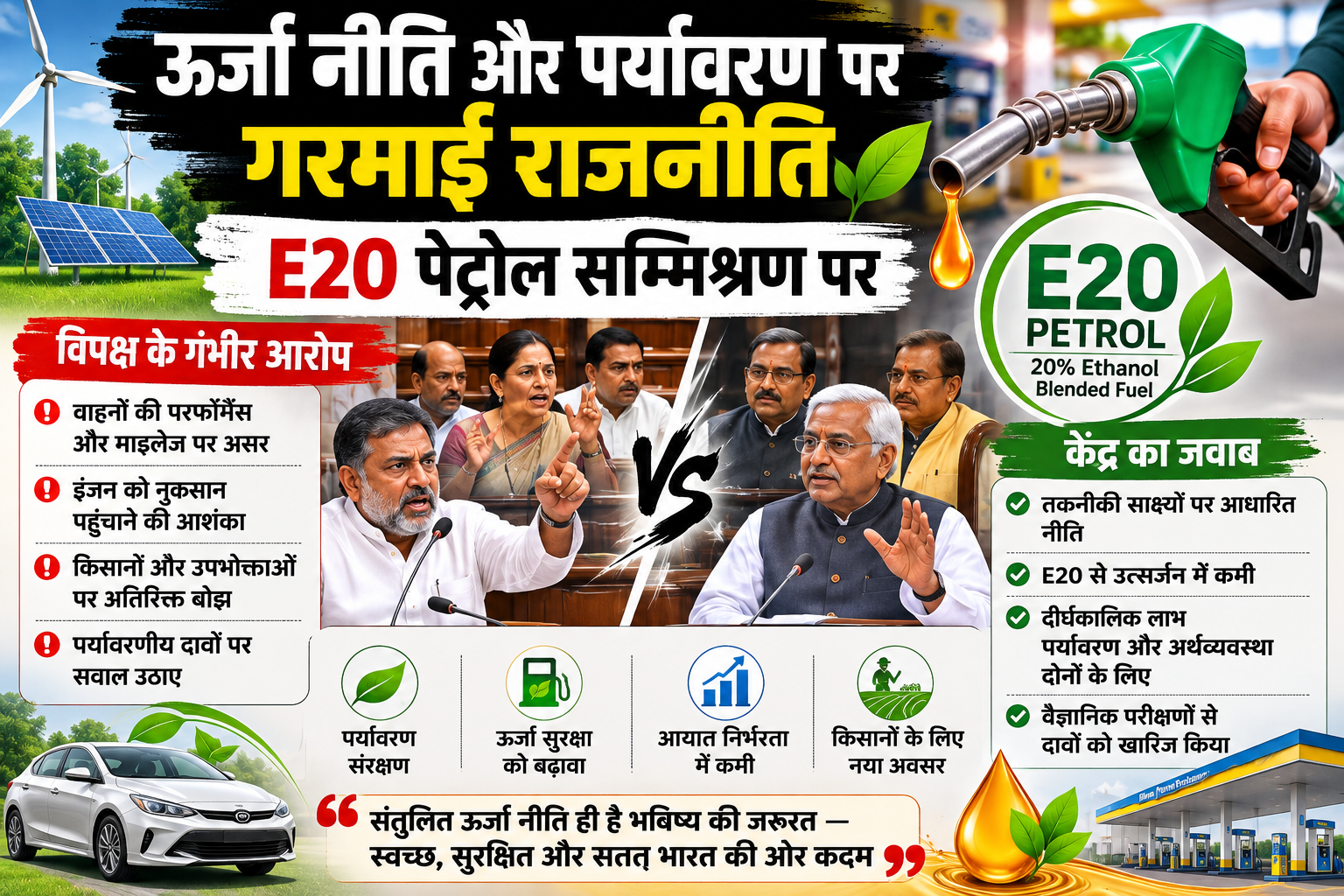 E20 Argument in sansad Source of image; AI Chat gpt